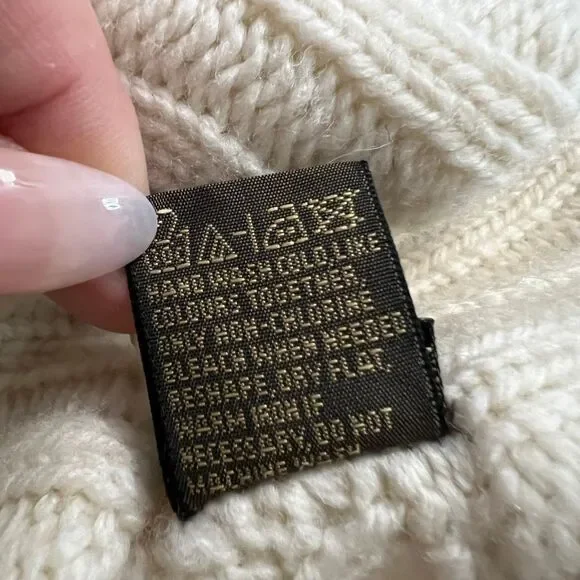 Inis Crafts Ireland Merino Wool Fisherman Cable Knit Zip Sweater Cream Small - Picture 7 of 7